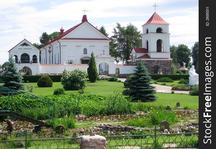 Church and abbey in belorussian village Mosar. Church and abbey in belorussian village Mosar.
