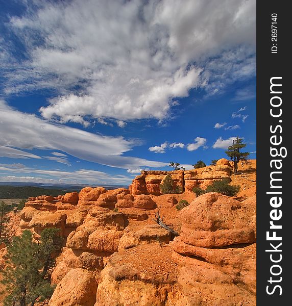 Clouds on a red canyon