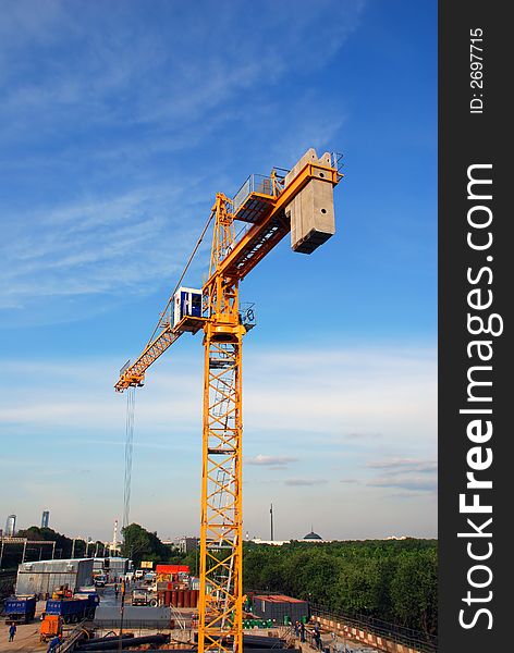 Big tower crane on the building site. Big tower crane on the building site