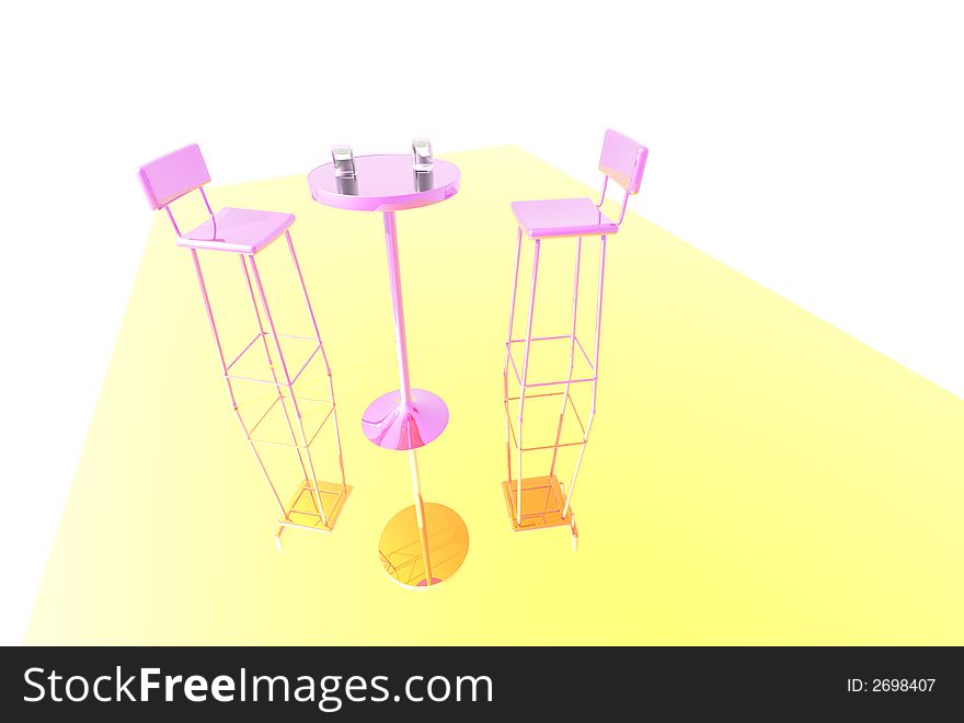 3D render of chairs and table