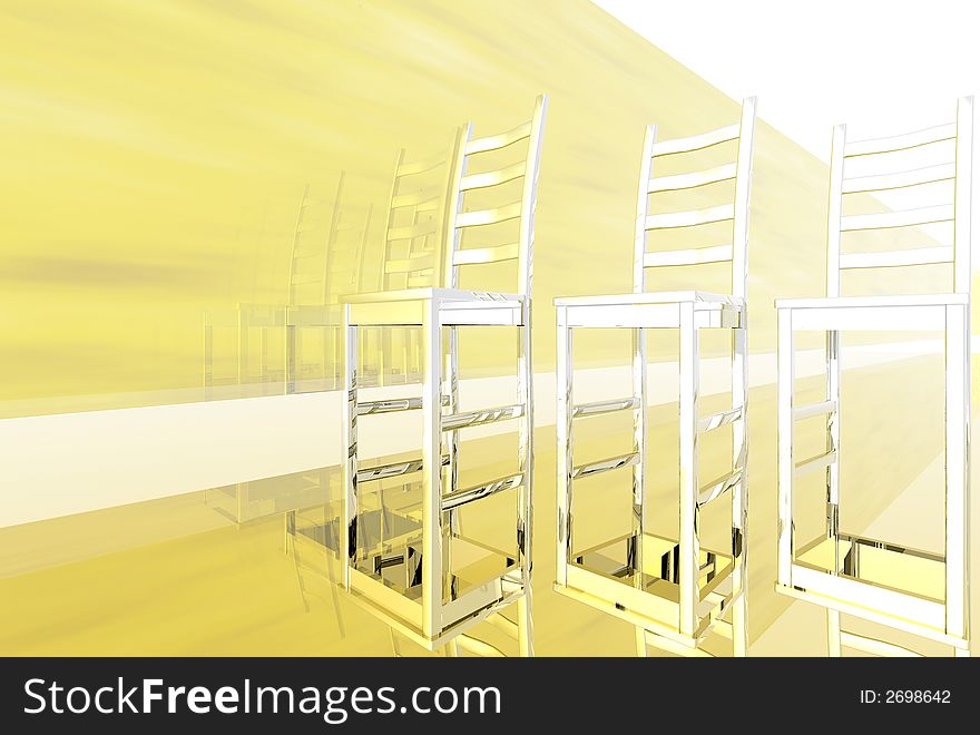 A 3D render of chairs