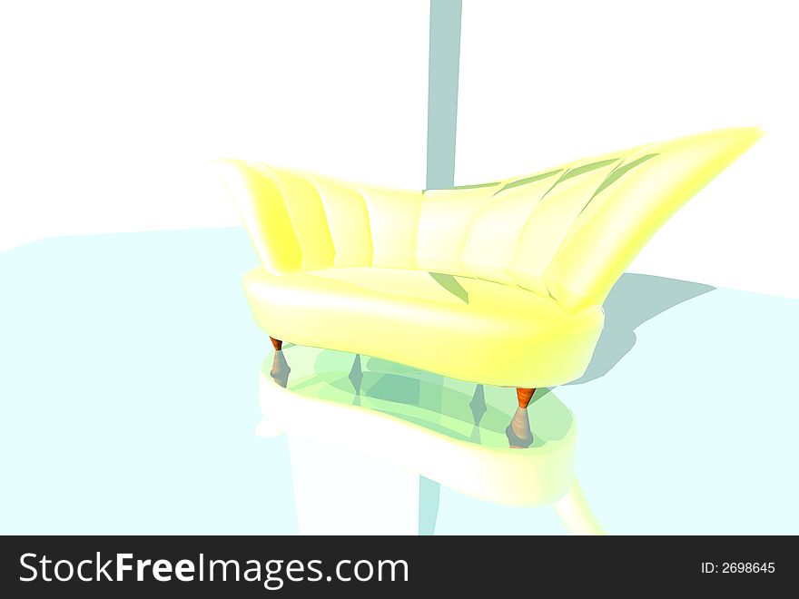 A 3D renderof  a sofa
