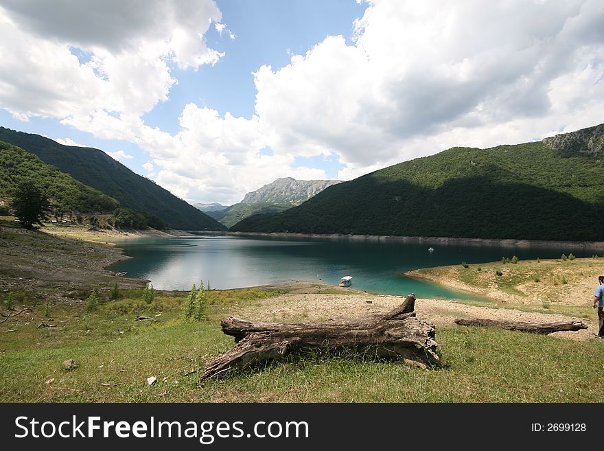 Piva lake Montenegro water life nature. Piva lake Montenegro water life nature