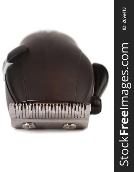 Barber's cordless hair clippers. front on view