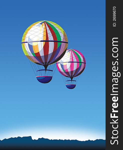 Hot Air Balloons with a clear blue sky