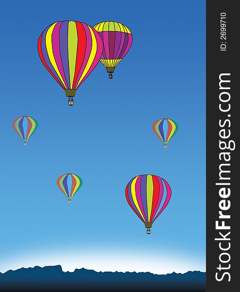 Hot Air Balloons sports with a clear blue sky background. Hot Air Balloons sports with a clear blue sky background