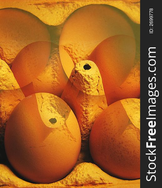 Eggs diffusion background in orange yellow color.