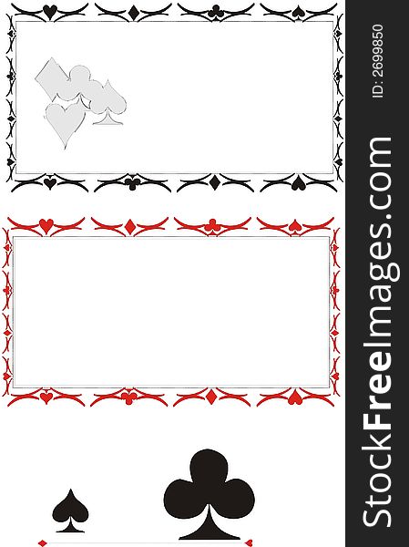 Frames card symbol, card symbols, 4 symbols, card game, card games, heart, cubes, flowers, black and white, illustration, graphic shape