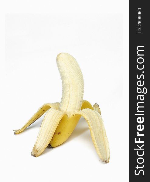 Close-up of a peeled banana