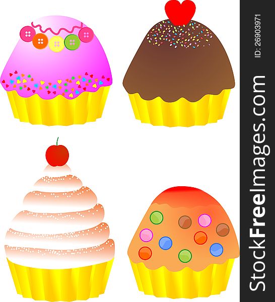 Delicious cup cakes with various toppings and flavors which suitable for any poster, presentation, card etc. Delicious cup cakes with various toppings and flavors which suitable for any poster, presentation, card etc.