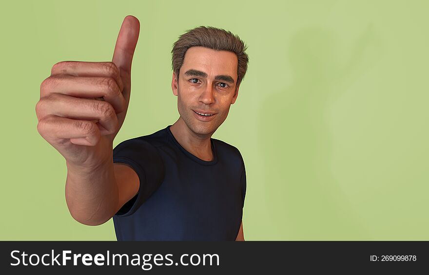 thumb up big hand like satisfaction ok yes approval positive successful 3D cartoon illustration