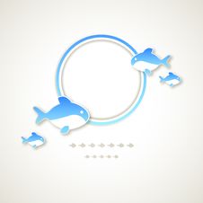 Vintage Round Frame With Fish. Royalty Free Stock Photo