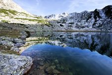 Alpine Lake Reflection - Retezat Mountains Stock Photography