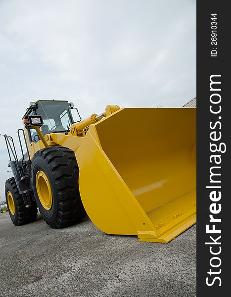 Front Side View of a Yellow Bulldozer
