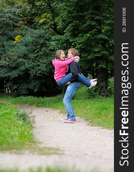 Young couple having fun