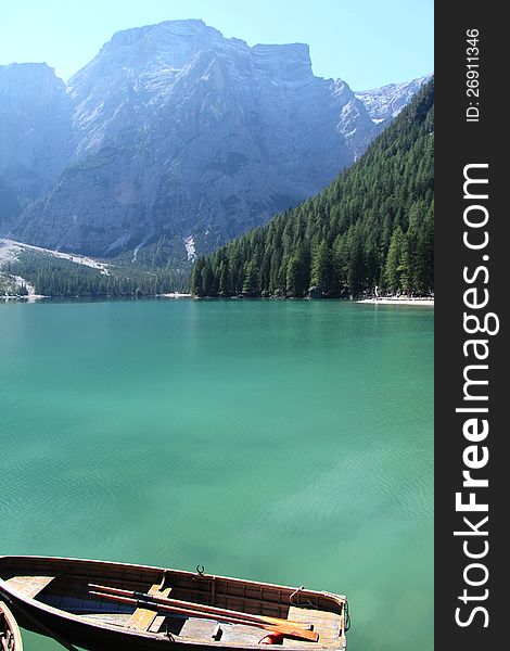 Lake Braies in the Italian Dolomites, known for the turquoise water and mirrored waters. Lake Braies in the Italian Dolomites, known for the turquoise water and mirrored waters.