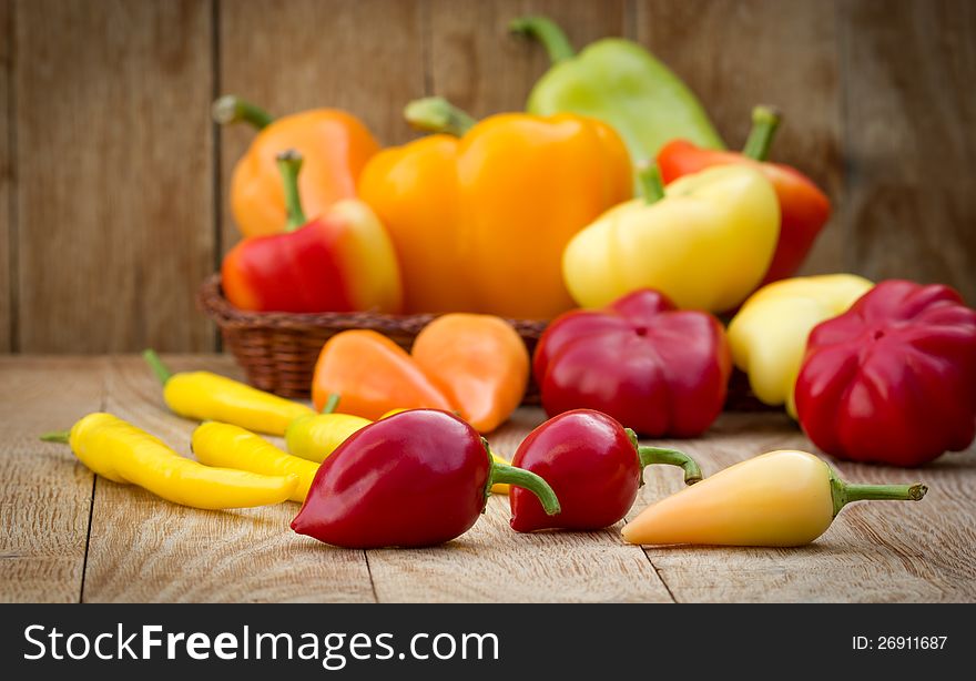 Multicolored peppers - colorful peppers - hot peppers. Multicolored peppers - colorful peppers - hot peppers