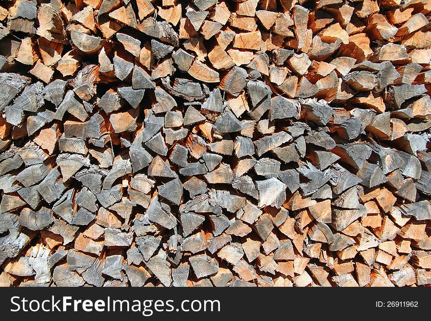 Logs cut ready for the winter, in Italy.