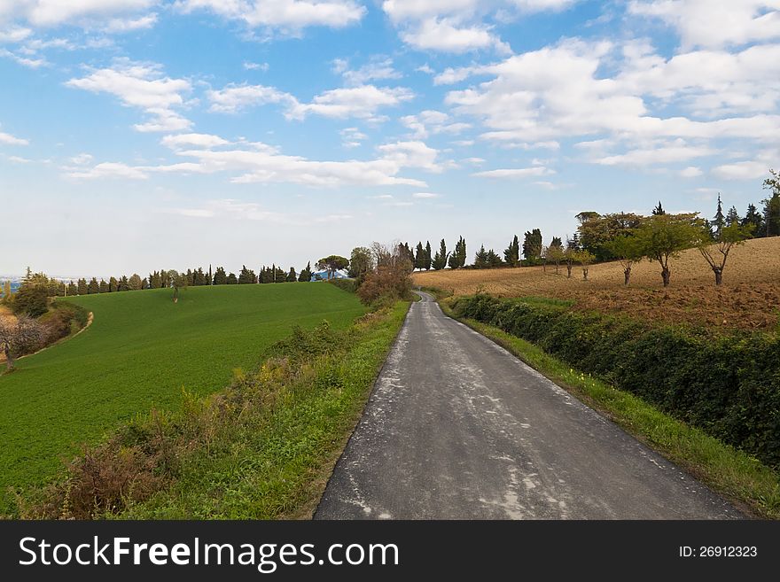 Landscape in Emilia-Romagna (Italy) at summer from ForlÃ¬. Landscape in Emilia-Romagna (Italy) at summer from ForlÃ¬