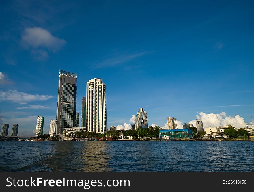 Cityscape of bangkok at chao phraya river,thailand. Cityscape of bangkok at chao phraya river,thailand