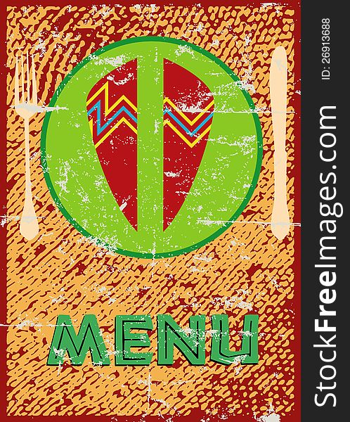 African style menu card, deign element, grungy