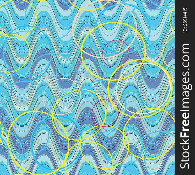 Waves And Circles Seamless Pattern