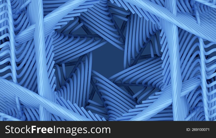 fractal spiral design blue art background symmetry star hexagon geometric element 3D illustration