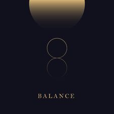 This Minimal Composition For An Art Poster Features A Dark Background And Golden Circles With A Delicate Balance Sign. The Poster Royalty Free Stock Photos