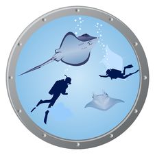 Divers And Stingrays Royalty Free Stock Photography