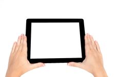 Female Hand Holding A Tablet Stock Photography Female Hand Holding A Tablet Stock Photography