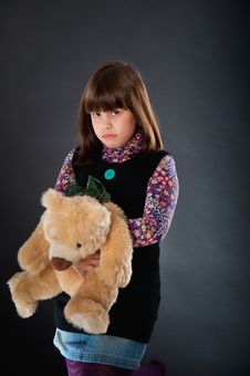 Sad Girl Playing With A Teddy Bear Stock Images Sad Girl Playing With A Teddy Bear Stock Images