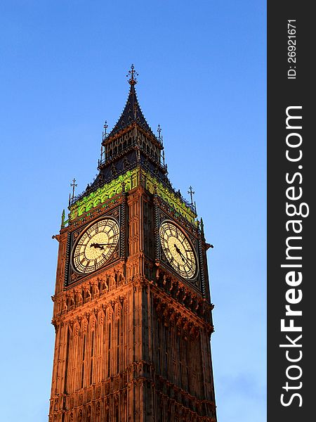 Big Ben at sunset, London.