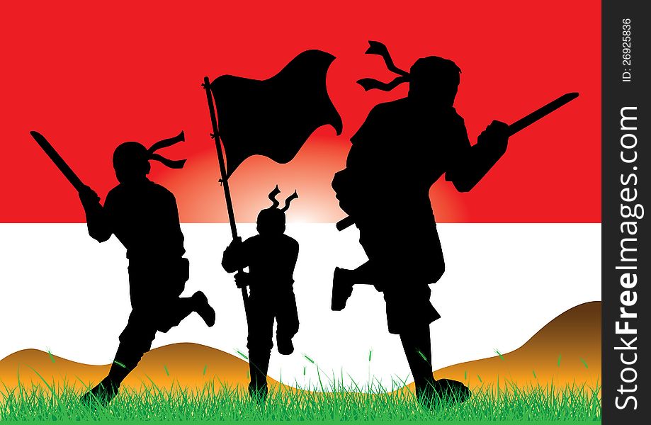 Silhouette Of Indonesian Army