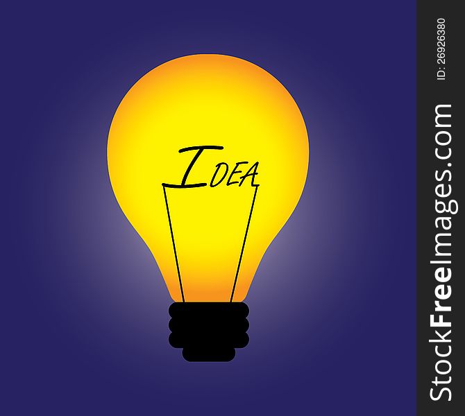 Concept bulb with filament replaced by idea word