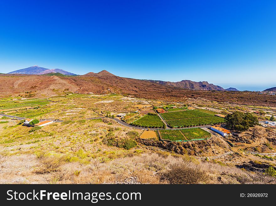 Landscape with a road through a valley on Mount Teide