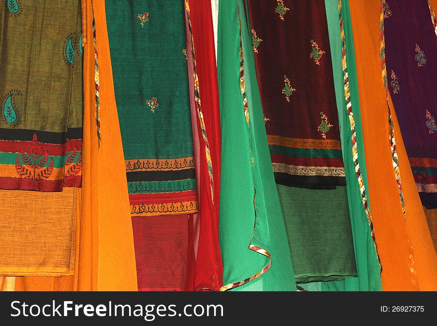 Display of traditional indian sarees for sale