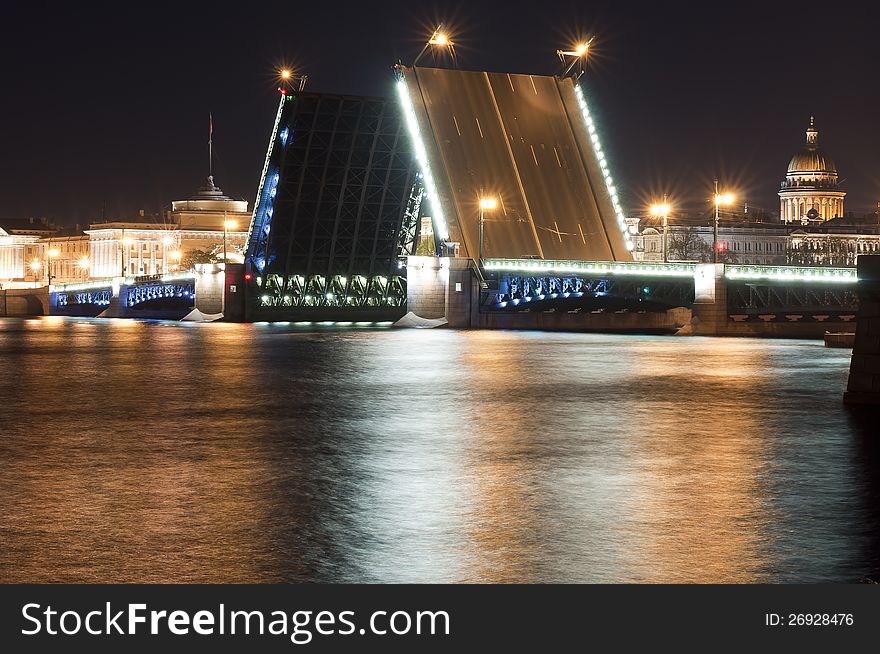 Drawn Dvortsovy Bridge in the city of St. Petersburg. Drawn Dvortsovy Bridge in the city of St. Petersburg