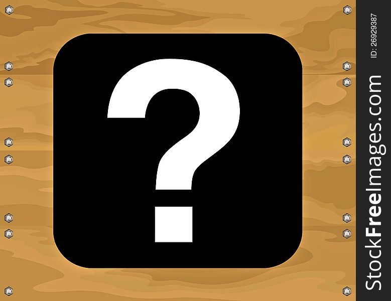 Question mark symbol on brown wooden background. Question mark symbol on brown wooden background