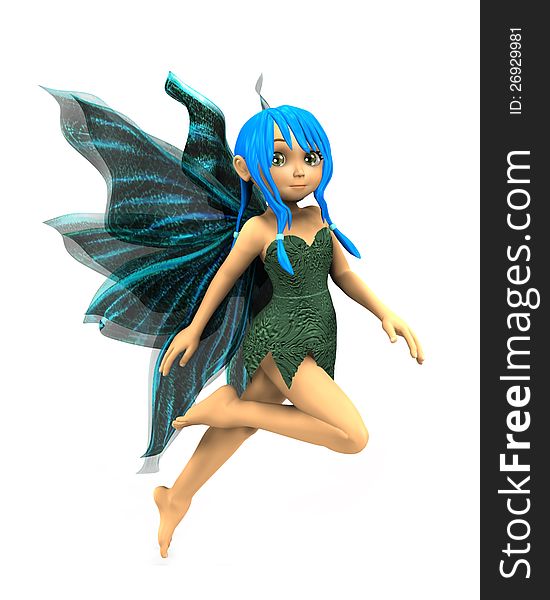 3d render of cute cartoon fairy on white background.