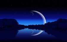 Forest Lake At Night Royalty Free Stock Image Forest Lake At Night Royalty Free Stock Image