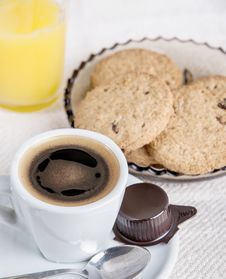 Chocolate Chip Cookies With Cup Of Coffee Stock Photo Chocolate Chip Cookies With Cup Of Coffee Stock Photo