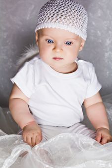 Astonished Infant Looking Down Royalty Free Stock Image Astonished Infant Looking Down Royalty Free Stock Image