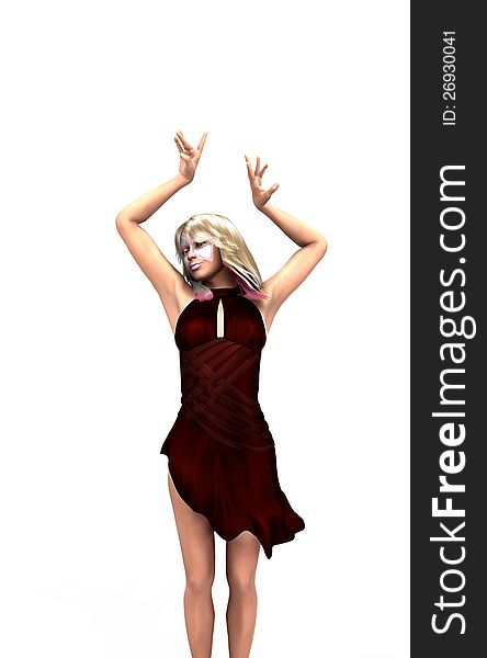 3d digitally rendered image of blond girl danceing. 3d digitally rendered image of blond girl danceing.