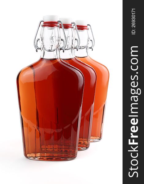 Whiskey in old-fashioned swing top bottles. Whiskey in old-fashioned swing top bottles