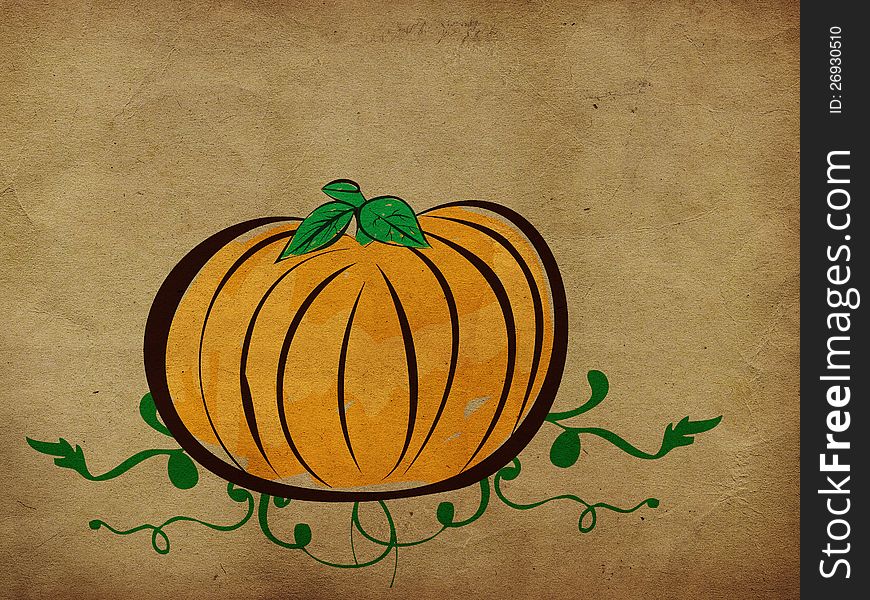 Abstract grunge illustration of cartoon pumpkin on paper background. Abstract grunge illustration of cartoon pumpkin on paper background.