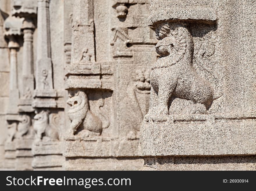 Carving on hindu temple, Hampi, India. Carving on hindu temple, Hampi, India