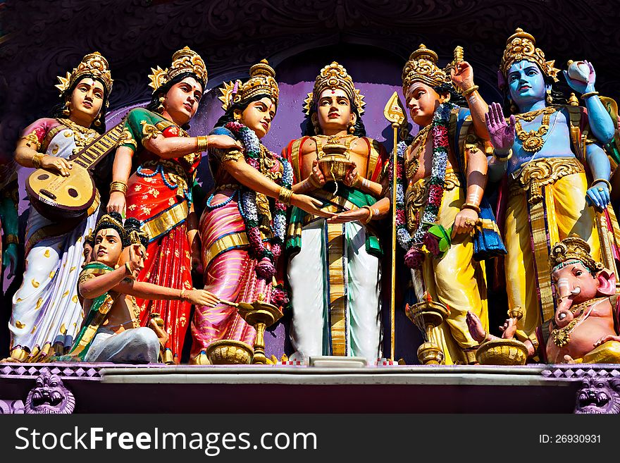 Facade of the hindu temple, south India