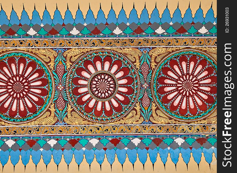 Pattern on the ceiling of Thirumalai palace, India