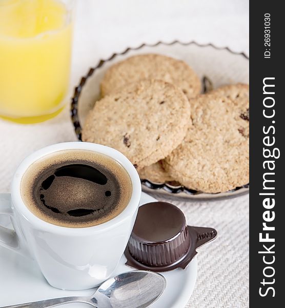 Chocolate Chip Cookies with Cup of Coffee