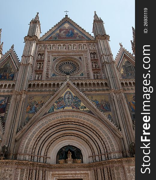 Facade of the Cathedral in Orvieto,Italy. Facade of the Cathedral in Orvieto,Italy